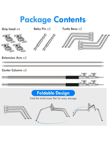 Soporte C Ajustable EMART 2 Paquete 300cm Acero Inoxidable