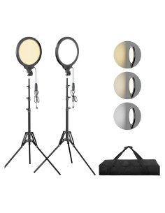 EMART Kit de 2 Luces de Anillo LED 25cm con Trípode 165cm