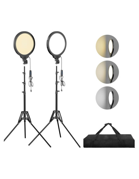 EMART Kit de 2 Luces de Anillo LED 25cm con Trípode 165cm