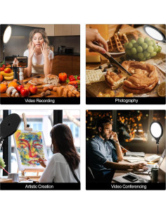 EMART Kit de 2 Luces de Anillo LED 25cm con Trípode 165cm 2