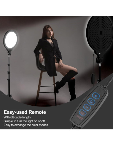 EMART Kit de 2 Luces de Anillo LED 25cm con Trípode 165cm