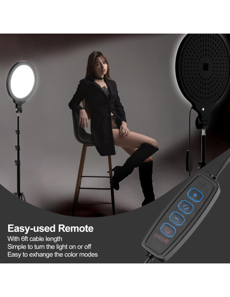 EMART Kit de 2 Luces de Anillo LED 25cm con Trípode 165cm