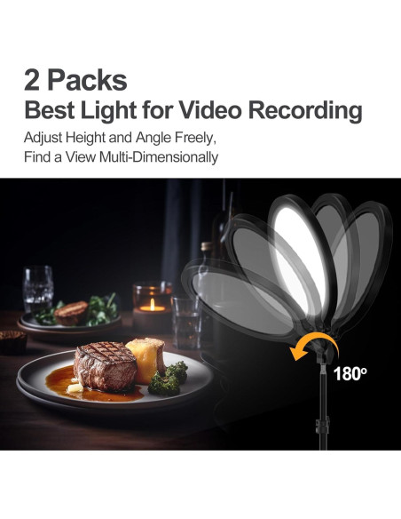 EMART Kit de 2 Luces de Anillo LED 25cm con Trípode 165cm
