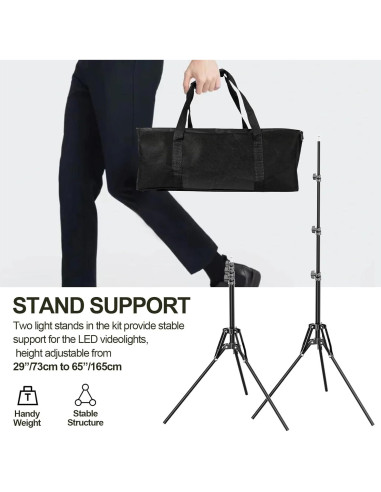 EMART Kit de 2 Luces de Anillo LED 25cm con Trípode 165cm