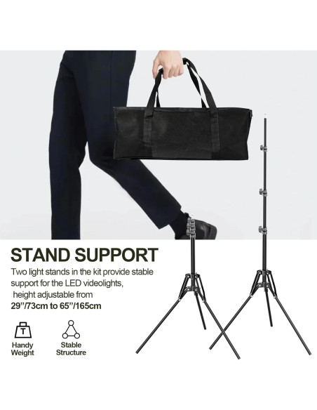 EMART Kit de 2 Luces de Anillo LED 25cm con Trípode 165cm
