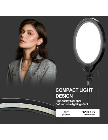 EMART Kit de 2 Luces de Anillo LED 25cm con Trípode 165cm