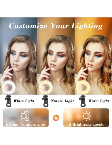 Luz de Anillo LED Mojimdo 3.5" Regulable con Temporizador