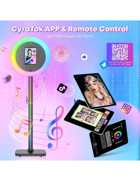 Cabina de Fotos Portátil Wdiauedu para iPad 10.2-12.9" con Luz RGB