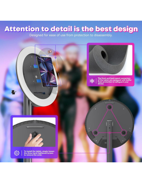 Cabina de Fotos Portátil Wdiauedu para iPad 10.2-12.9" con Luz RGB