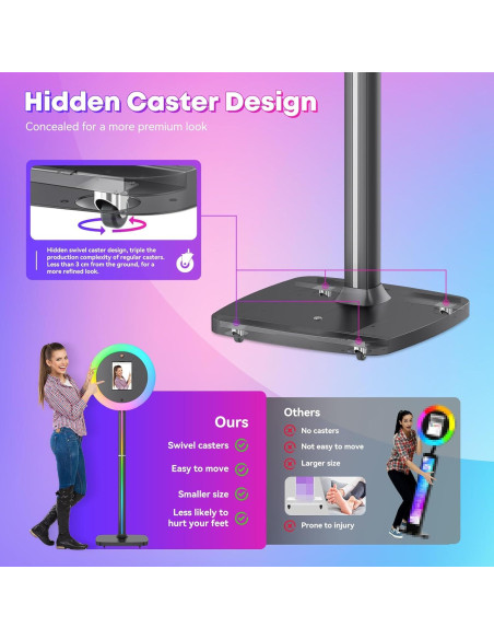 Cabina de Fotos Portátil Wdiauedu para iPad 10.2-12.9" con Luz RGB