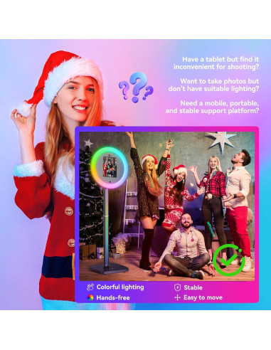 Cabina de Fotos Portátil Wdiauedu para iPad 10.2-12.9" con Luz RGB