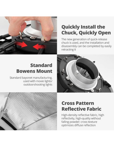 Paraguas Octagonal 120 cm AMBITFUL Softbox Fotografía