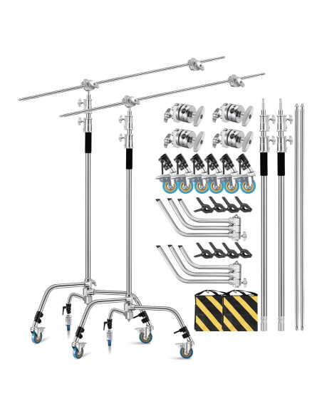 Soporte C de Alta Resistencia Konseen - Paquete de 2 con Ruedas