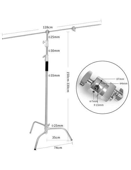 Soporte C de Alta Resistencia Konseen - Paquete de 2 con Ruedas