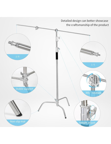 Soporte C de Alta Resistencia Konseen - Paquete de 2 con Ruedas