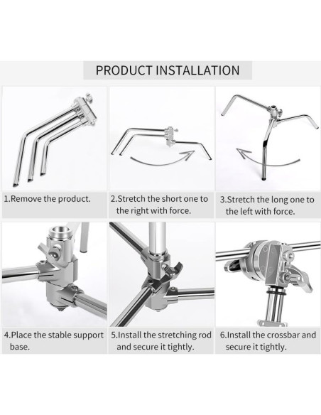 Soporte C de Alta Resistencia Konseen - Paquete de 2 con Ruedas