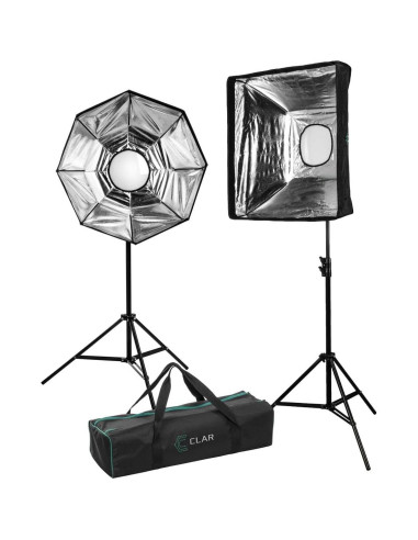 Kit de Softbox LED CLAR Básico 2 Luces con Trípodes
