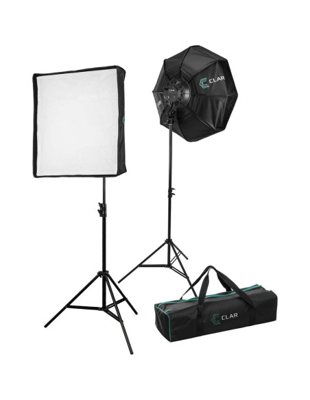 Kit de Softbox LED CLAR Básico 2 Luces con Trípodes