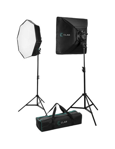 Kit de Softbox LED CLAR Básico 2 Luces con Trípodes