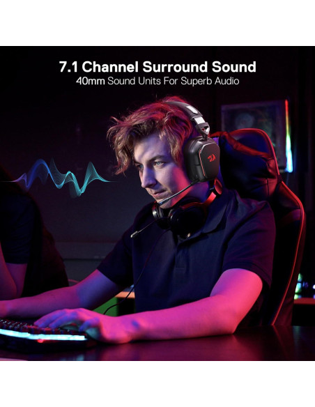 Auriculares Gaming Inalámbricos Redragon H868 RGB 7.1