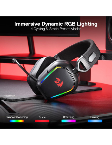 Auriculares Gaming Inalámbricos Redragon H868 RGB 7.1