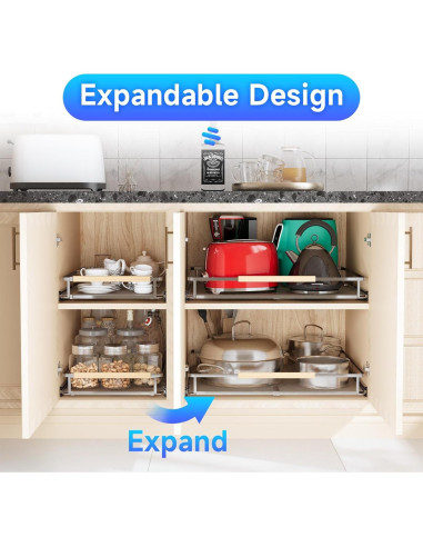 Organizador Expandible de Gabinete jkxoo 2 Paquetes 36.83-64.77 cm