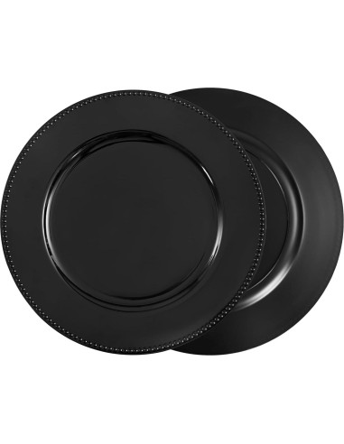 24 Platos Cargadores Negros Pesonlook 33 cm Decorativos