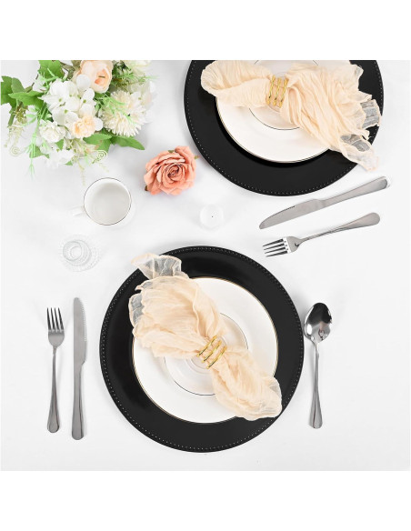 24 Platos Cargadores Negros Pesonlook 33 cm Decorativos