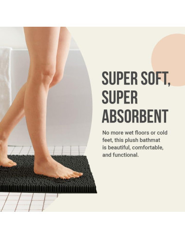 Alfombra de Baño ITSOFT Chenilla Gris 59x21 Antideslizante
