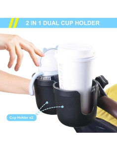 Soporte de Taza Doble JINKEY 360 Ajustable para Cochecito 2