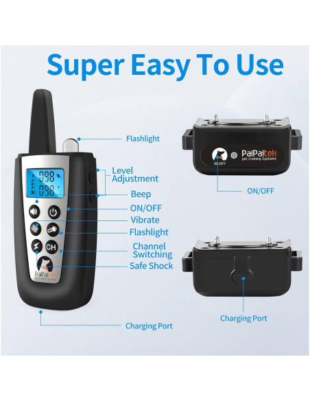 Collar Antibark y Entrenamiento PaiPaitek 2 en 1 - 1000m