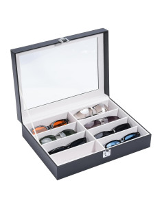 Organizador de Gafas ProCase 8 Compartimentos PU Negro