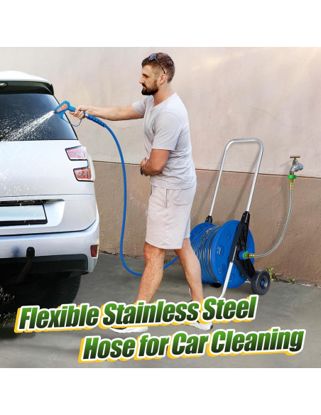 Manguera de Jardín Beeplove 0.61m Acero Inoxidable Doble Femenino