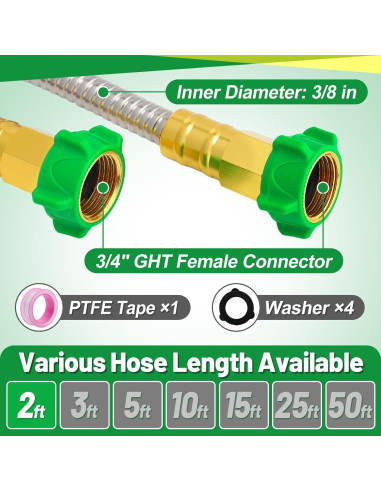 Manguera de Jardín Beeplove 0.61m Acero Inoxidable Doble Femenino