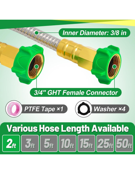 Manguera de Jardín Beeplove 0.61m Acero Inoxidable Doble Femenino