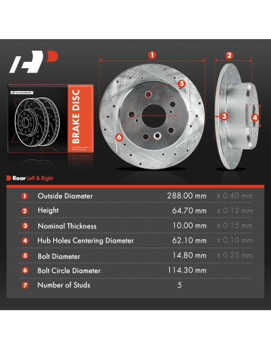 Discos de Freno A-Premium 288mm Perforados y Ranurados - Toyota/Lexus