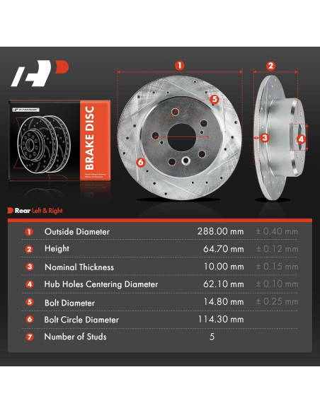 Discos de Freno A-Premium 288mm Perforados y Ranurados - Toyota/Lexus