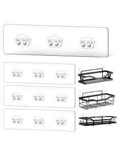 FGSAEOR Estante de Ducha Adhesivo Transparente 4 Piezas
