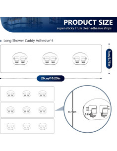 FGSAEOR Estante de Ducha Adhesivo Transparente 4 Piezas 2