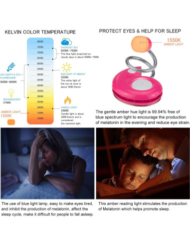 Luz de Lectura LED Recargable LUXSWAY Magenta con Clip