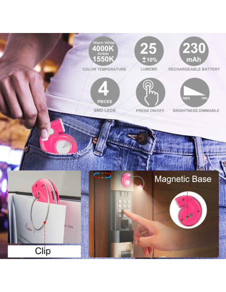 Luz de Lectura LED Recargable LUXSWAY Magenta con Clip