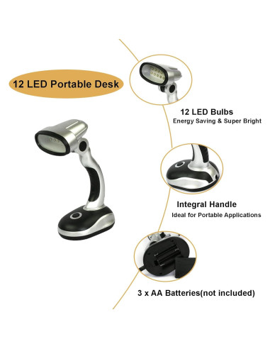 Lámpara de Escritorio LED Ragyzity 12 LEDs Portátil 2PCS