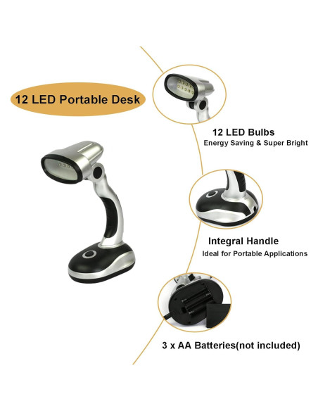 Lámpara de Escritorio LED Ragyzity 12 LEDs Portátil 2PCS