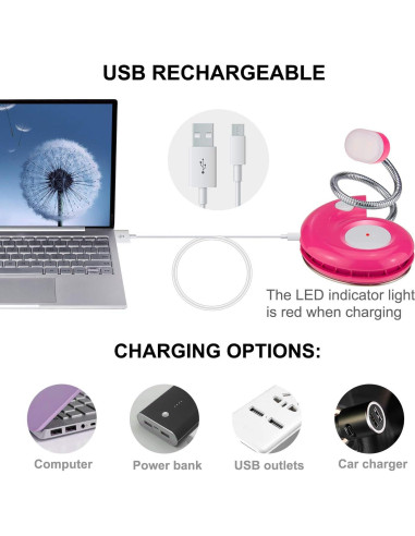 Luz de Lectura LED Recargable LUXSWAY Magenta con Clip