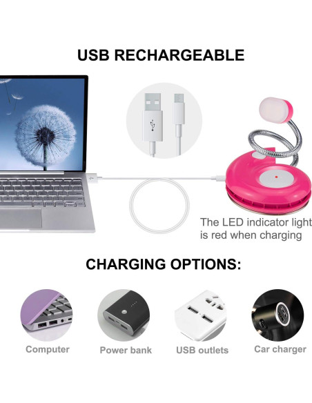 Luz de Lectura LED Recargable LUXSWAY Magenta con Clip