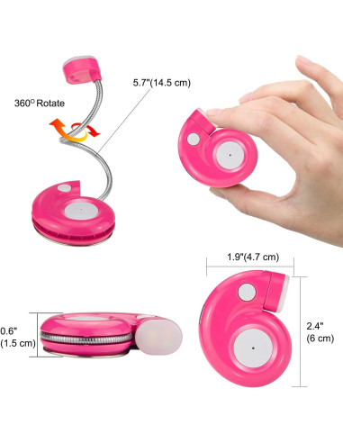 Luz de Lectura LED Recargable LUXSWAY Magenta con Clip
