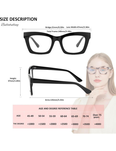 Gafas de Lectura Bullabulling 3 Pairs Estilo Retro UV400