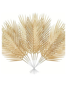 12 Hojas de Palma Artificial Doradas Heoaaoeh para Decoración