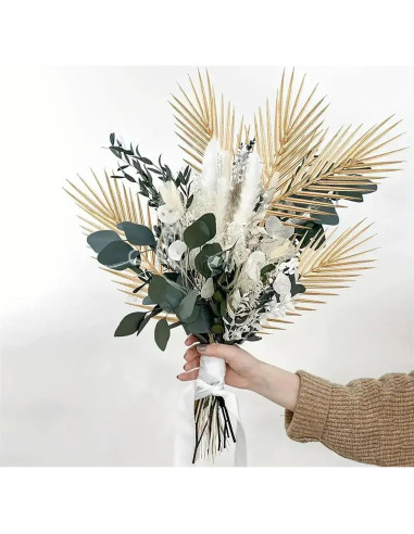 12 Hojas de Palma Artificial Doradas Heoaaoeh para Decoración