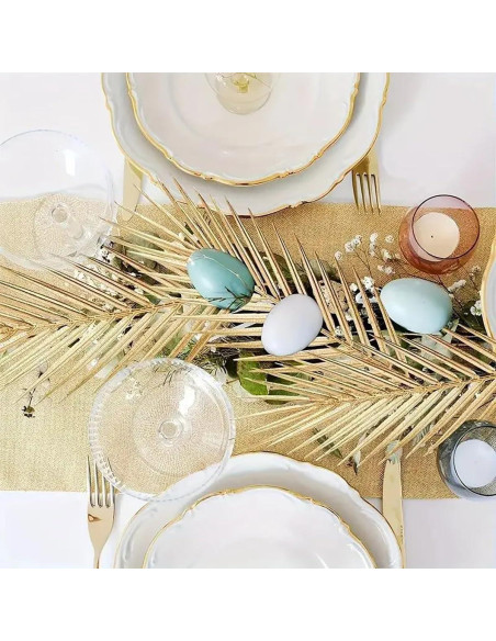 12 Hojas de Palma Artificial Doradas Heoaaoeh para Decoración